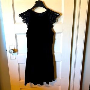Speechless Girls Dress, black velvet material with lace shoulder detail size 9